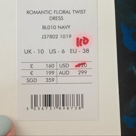 NWT JIGSAW LONDON Romantic Twist Front Navy Floral V-Neck Long Sleeve Midi Dress - Picture 4 of 16